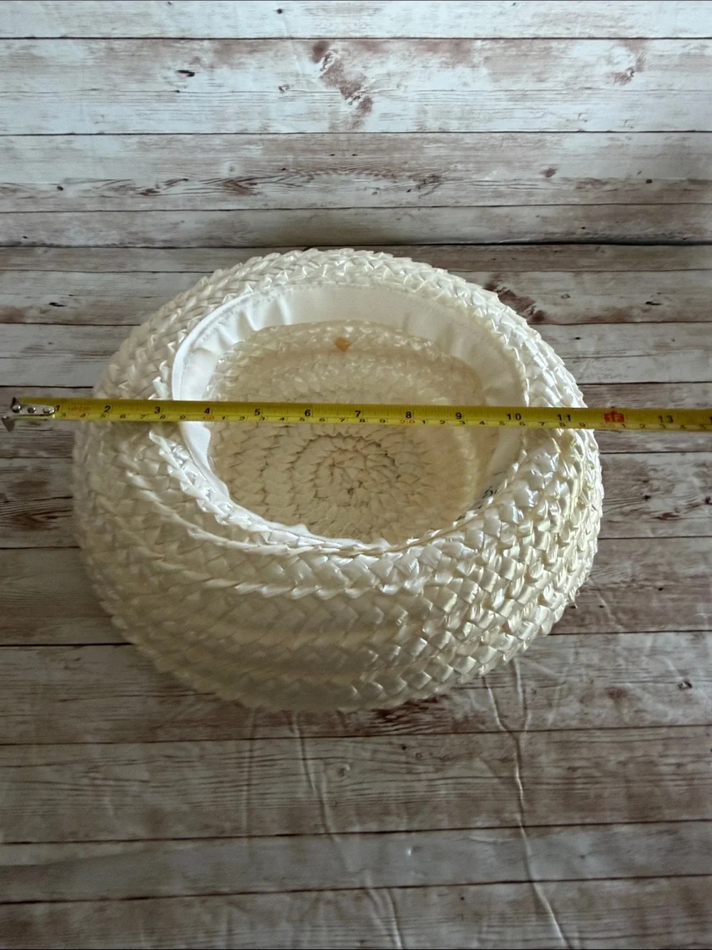 Vintage Cream Braided Straw Tilt Hat Breton-Style Straw Hat 1950's 1960's - Picture 8 of 9